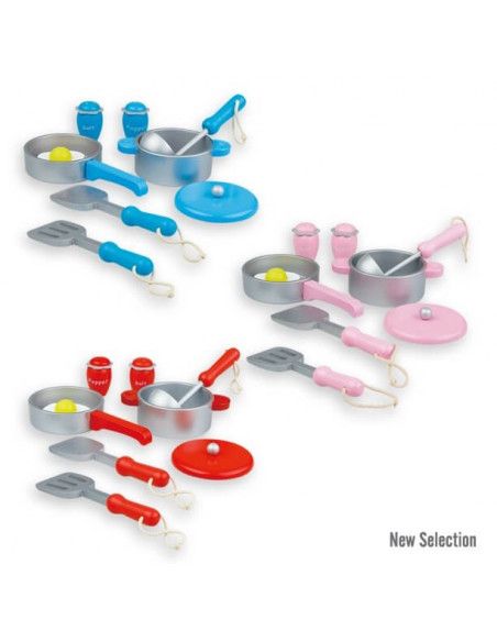 SET DE UTENSILIOS DE COCINA DE JUGUETE CON VARIOS COLORES PARA ELEGIR DE LA MARCA ANDREU TOYS