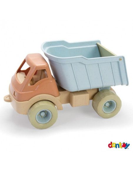 CAMION DE JUGUETE TIPO VOLQUETE DE LA MARCA ANDREU TOYS REALIZADO EN CAÑA DE AZUCAR RECICLABLE