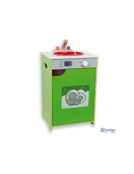 FREGADERO DE JUGUETE REALIZADO EN MADERA DE COLOR VERDE DE LA MARCA ANDREU TOYS