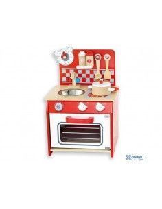 COCINA COMPLETA REALIZADA EN MADERA CON FREGADERO Y HORNO DE LA MARCA ANDREU TOYS