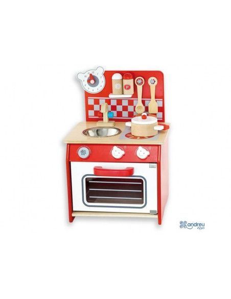 COCINA COMPLETA REALIZADA EN MADERA CON FREGADERO Y HORNO DE LA MARCA ANDREU TOYS