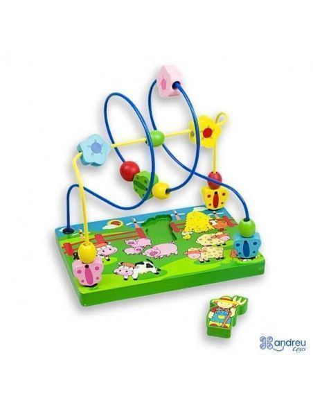 JUEGO DE LABERINTO CON TEMATICA DE GRANJA REALIZADO EN MADERA DE LA MARCA ANDREU TOYS