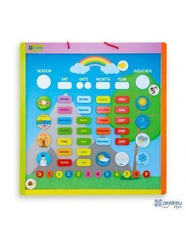 CALENDARIO MAGNÉTICO DIDACTICO DE LA MARCA ANDREU TOYS. TIENE UN TAMAÑO 41X42.5 CM