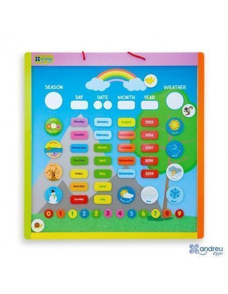 CALENDARIO MAGNÉTICO DIDACTICO DE LA MARCA ANDREU TOYS. TIENE UN TAMAÑO 41X42.5 CM