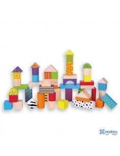 50 BLOQUES DE MADERA PARA CREAR CONSTRUCCIONES LIBRES DE LA MARCA ANDREU TOYS