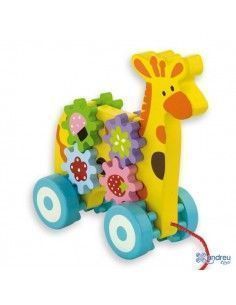 JUEGO PARA EMPUJAR CON FORMA DE JIRAFA CON ENGRANAJES DE LA MARCA ANDREU TOYS