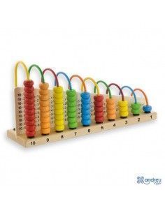ÁBACO PARA SUMAS Y RESTAS CON DISTINTOS COLORES DE LA MARCA ANDREU TOYS. TAMAÑO DE 29X15 CM