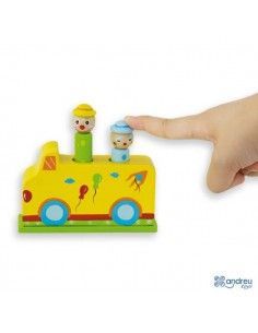 CIRCO DE PAYASOS SALTARINES EN COCHE DE LA MARCA ANDREU TOYS CON UN TAMAÑO DE 11.5X3.5 CM