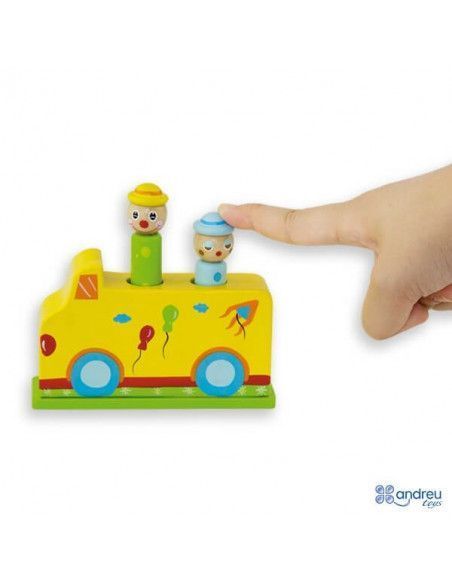 CIRCO DE PAYASOS SALTARINES EN COCHE DE LA MARCA ANDREU TOYS CON UN TAMAÑO DE 11.5X3.5 CM