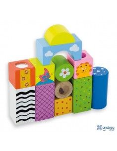 BLOQUES DE MADERA PARA UNA COSTRUCCION LIBRE CON SONIDOS DE LA MARCA ANDREU TOYS