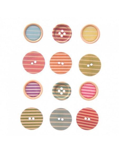 BOTONES CON RAYAS DE COLORES PEQUEÑO PARA MANUALIDADES DIAMETRO DE 2 CM COLORES VIVOS