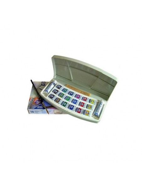 SET ACUARELA EN CAJA DE PLASTICO CON 18