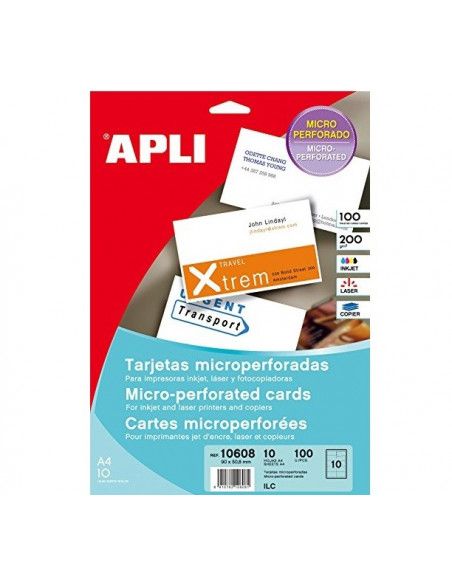 TARJETAS MIROPERFORADAS BORDES LISOS 90 X 50.8 MM 10 HOJAS (10608)