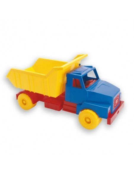 CAMIÓN TIPO VOLQUETE REALIZADO EN PLÁSTICO CON UN TAMAÑO DE 45 CM DE LA MARCA ANDREU TOYS