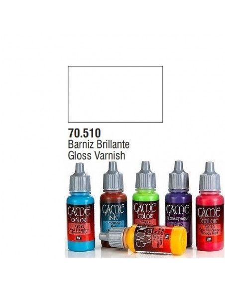 BARNIZ ACRILICO CON ACABADO BRILLANTE EN ENVASE DE 17 ML DEL MODELO GAME COLOR MARCA VALLEJO