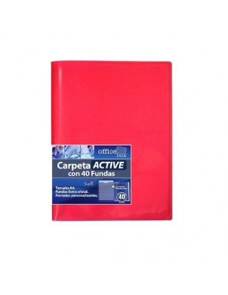 CARPETA ACTIVE A4 SUPRA DE COLOR ROJO CON 40 FUNDAS ULTRA CRISTAL