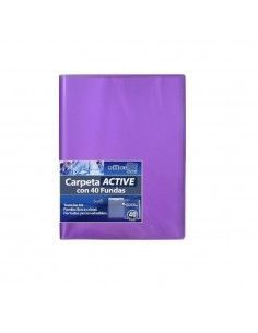 CARPETA ACTIVE A4 SUPRA DE COLOR MORADO CON 40 FUNDAS ULTRA CRISTAL