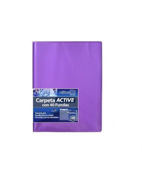 CARPETA ACTIVE A4 SUPRA DE COLOR MORADO CON 40 FUNDAS ULTRA CRISTAL