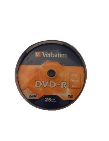 TARRINA 25 DVD-R VERBATIM 4,7GB 16X 120