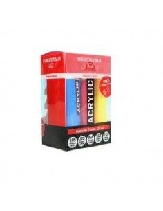 SET ACRILICO STANDARD CON 5 TUBOS DE 120 ML CON LOS COLORES PRIMARIOS AMSTERDAM