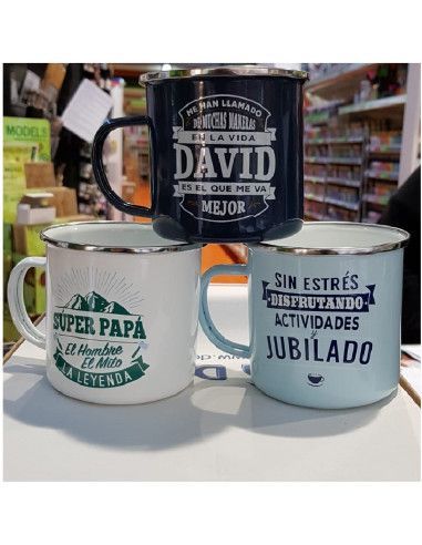 Taza esmaltada al estilo retro con...