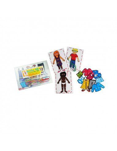 Tarjeta niños para hilar y vestir Henbea con prendas de ropa