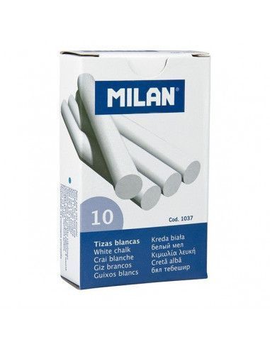Caja con 10 tizas blancas milan redondas