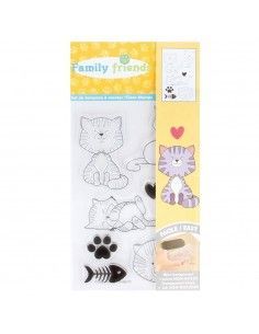 Set 8 sellos family cats