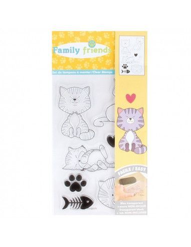 Set 8 sellos family cats
