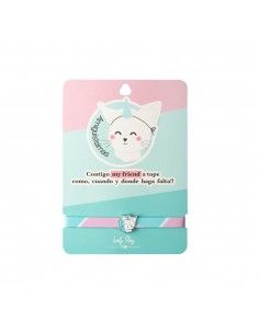 Pulsera con charm gato y...
