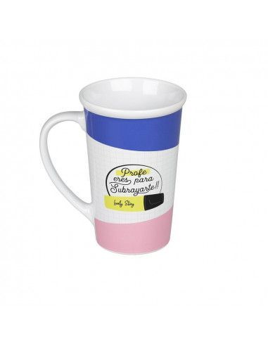 Taza alta con el mensaje: profe eres...