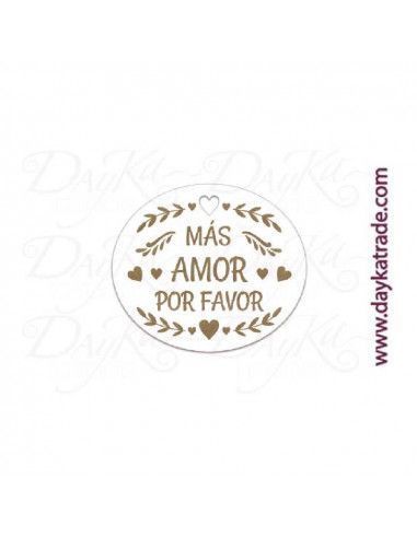 Etiqueta mensaje de madera mas amor...