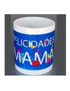 Taza azul "felicidades mamá"
