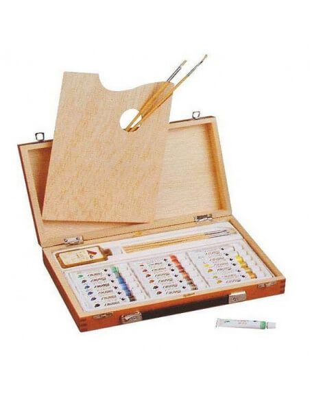 MALETIN MADERA ARTES 18 UND TUBOS OLEO