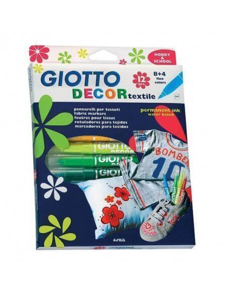 ROTULADORES TEXTIL GIOTTO DECOR 8 UND + 4 FLUORESCENTES