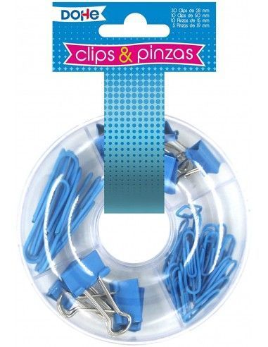 Combo dohe de pinzas y clips color azul