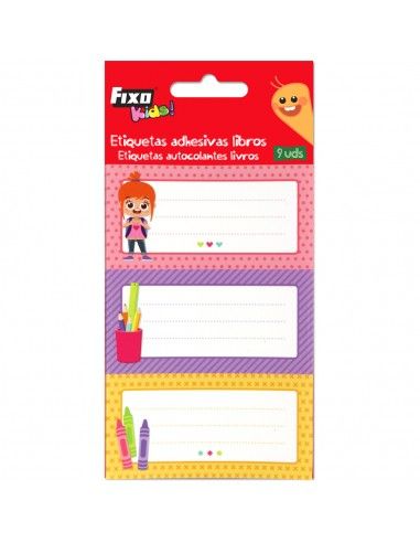 Pack 9 etiquetas adhesivas libros niña