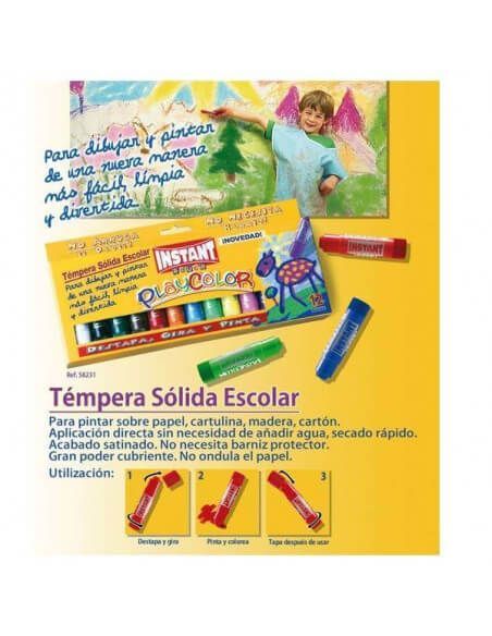 TEMPERA ESCOLAR SOLIDA EN BARRA 12 UND  SURTIDAS INSTANT