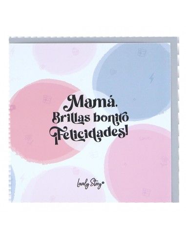 Tarjeta de felicitación mamá brillas...