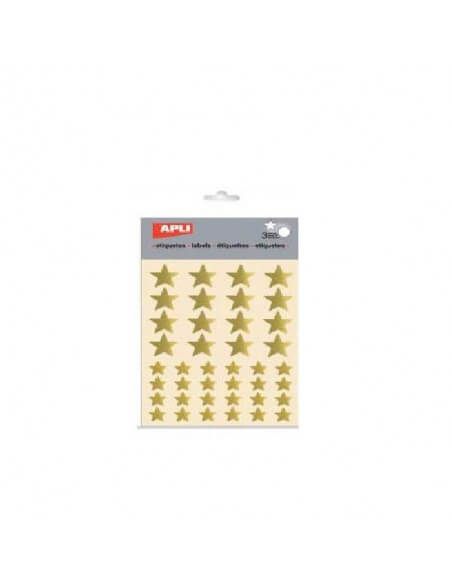 BOLSA CON 3 HOJAS DE PEGATINAS CON ESTRELLAS DE ORO APLI