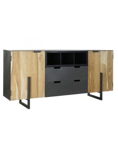 BUFFET ACACIA METAL 195X40X90 NEGRO