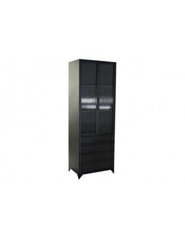 VITRINA METAL CRISTAL 60X40X170 NEGRO