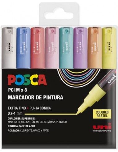 ESTUCHE 8 ROTULADORES POSCA COLORES...