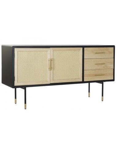 BUFFET PINO RATAN 150X44X76 NEGRO