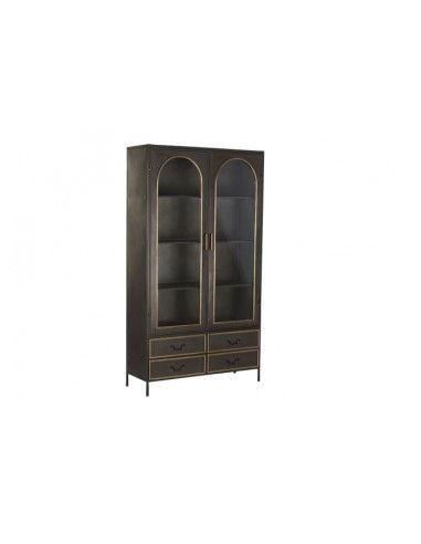 VITRINA METAL CRISTAL 100X35X180 NEGRO