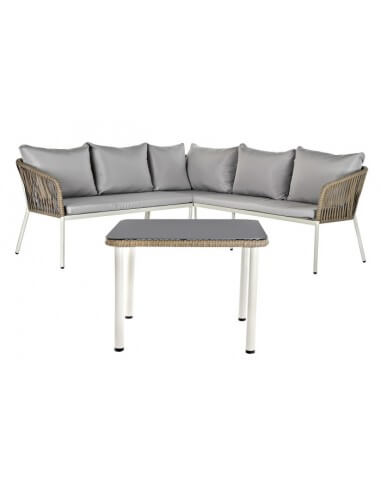 SOFA SET 3 RATAN SINTETICO ACERO...