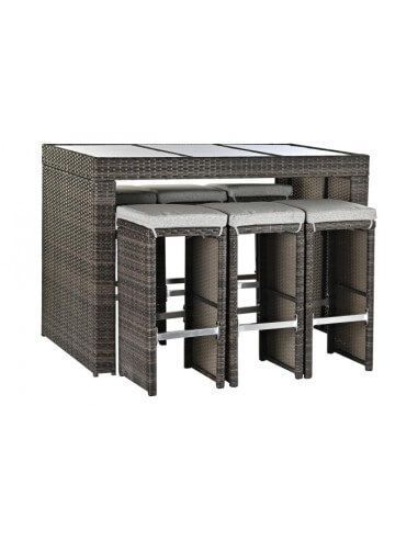 MESA SET 7 RATAN SINTETICO ACERO...
