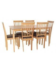 MESA COMEDOR SET 6 ROBLE...