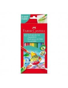 Lápices Faber-Castell acuarelables desplegados en estuche metálico