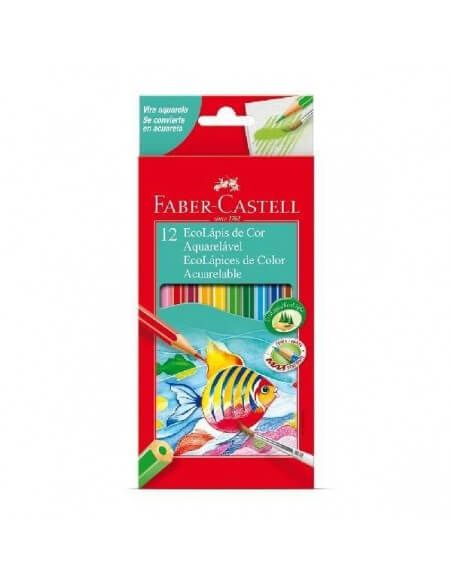 Lápices Faber-Castell acuarelables desplegados en estuche metálico